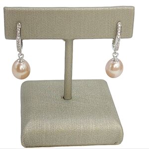 925 Sterling Silver Lavender Cultured Freshwater Pearl Dangle Drop Earrings NEW